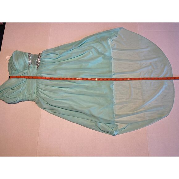 City Studio Formal Dress Size 5 Light Turquoise Bead Detail One Shoulder - Picture 11 of 14